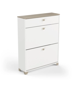 SCARPIERA "IZZY" BIANCA E QUERCIA CON 2 ANTE E 1 CASSETTO, 80,8X24,4X104,3 CM