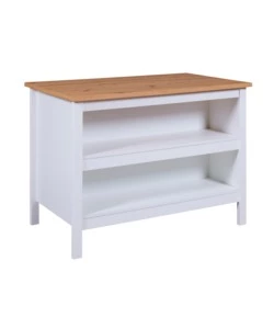 ISOLA MULTIFUNZIONE BIANCO E ROVERE, 124X75X91,5 CM