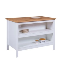 ISOLA MULTIFUNZIONE BIANCO E ROVERE, 124X75X91,5 CM