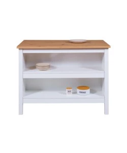 ISOLA MULTIFUNZIONE BIANCO E ROVERE, 124X75X91,5 CM