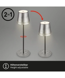 LAMPADA DA TAVOLO RICARICABILE ARGENTO, 280 LUMEN