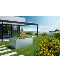 AIUOLA RIALZATA DA ESTERNO GRIGIO SCURO METALLIZZATO, MISURA 1,5X0,50 - BIOHORT