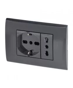 PLACCA PREMONTATA POLY POOL ANTRACITE CON FRUTTO 10/16A