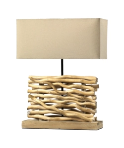 LAMPADA DA TAVOLO "MARICA" LEGNO E TESSUTO, E27