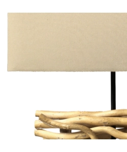 LAMPADA DA TAVOLO "MARICA" LEGNO E TESSUTO, E27