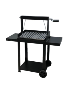 BARBECUE A LEGNA E CARBONE  "MONTEVIDEO" CON GRIGLIA REGOLABILE DA MANIGLIA E CATENA, 57,5X40X113 CM
