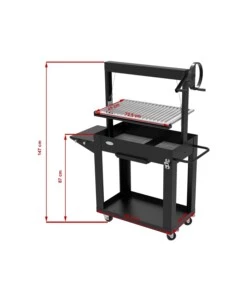 BARBECUE A LEGNA E CARBONE "SANTA MARIA" CON GRIGLIA REGOLABILE CON MANIGLIA E CATENA, 113X47X147 CM