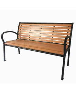 PANCHINA DA ESTERNO CON BRACCIOLI EUROGARDEN IN METALLO EFFETTO LEGNO 125X60X80 CM