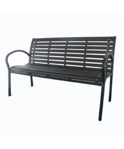 Panchina Da Giardino Bakaji In Polyratten Effetto Legno Nero - 126x62x81 Cm Con Braccioli In Acciaio