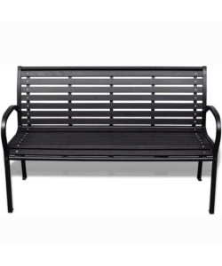 PANCHINA DA ESTERNO CON BRACCIOLI EUROGARDEN IN METALLO EFFETTO LEGNO ANTRACITE 125X60X80 CM