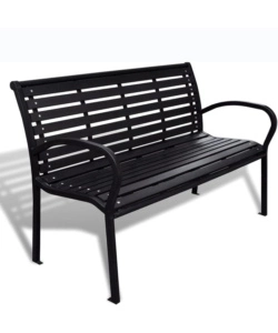 PANCHINA DA ESTERNO CON BRACCIOLI EUROGARDEN IN METALLO EFFETTO LEGNO ANTRACITE 125X60X80 CM