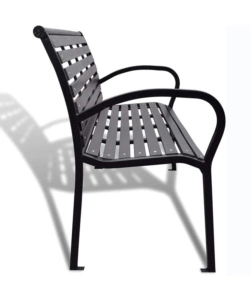 PANCHINA DA ESTERNO CON BRACCIOLI EUROGARDEN IN METALLO EFFETTO LEGNO ANTRACITE 125X60X80 CM