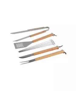 SET UTENSILI PER BARBECUE CON MANICO IN LEGNO E BORSA IN TESSUTO - CAMPINGAZ