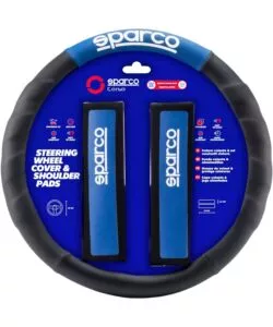 SET COPRIVOLANTE E PASSACINTURA SPARCO COLORE NERO E BLU