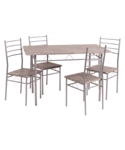 SET TAVOLO E 4 SEDIE IN METALLO E LEGNO, 120X70X75 CM