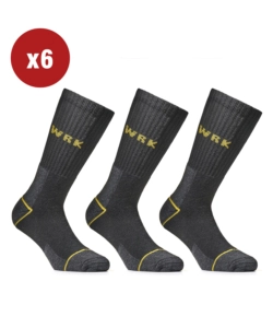 6 PAIA CALZA CORTA DA LAVORO ANTI-INFORTUNISTICA "WRK01" COLORE NERO, TG 39/42 - WRK