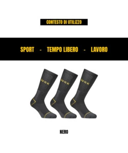 6 PAIA CALZA CORTA DA LAVORO ANTI-INFORTUNISTICA "WRK01" COLORE NERO, TG 39/42 - WRK