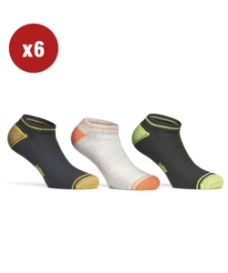 6 PAIA CALZA FANTASMINO DA LAVORO ANTI-INFORTUNISTICA "WRK03" COLORE FLUO, TG 39/42 - WRK