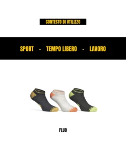9 PAIA CALZA FANTASMINO DA LAVORO ANTI-INFORTUNISTICA "WRK03" COLORE FLUO, TG 43/46 - WRK