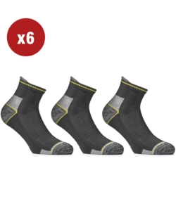 6 PAIA CALZA CORTISSIMA DA LAVORO ANTI-INFORTUNISTICA "WRK04" COLORE NERO, TG 39/42 - WRK