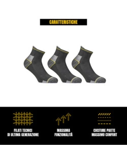 9 PAIA CALZA CORTISSIMA DA LAVORO ANTI-INFORTUNISTICA "WRK04" COLORE NERO, TG 39/42 - WRK