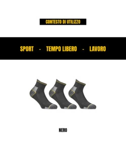 9 PAIA CALZA CORTISSIMA DA LAVORO ANTI-INFORTUNISTICA "WRK04" COLORE NERO, TG 39/42 - WRK