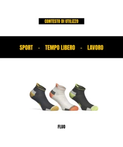 9 PAIA CALZA CORTISSIMA DA LAVORO ANTI-INFORTUNISTICA "WRK04" COLORE FLUO, TG 43/46 - WRK
