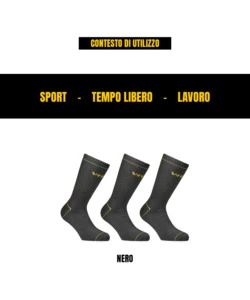 6 PAIA CALZA CORTA INVERNALE DA LAVORO ANTI-INFORTUNISTICA "WRK06" COLORE NERO, TG 39/42 - WRK