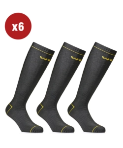 6 PAIA CALZA LUNGA INVERNALE DA LAVORO ANTI-INFORTUNISTICA "WRK08" COLORE NERO, TG 39/42 - WRK