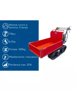 MOTOCARRIOLA CINGOLATA AMA "DUMPER TAG300T" 4T 196 CC PORTATA 300 KG