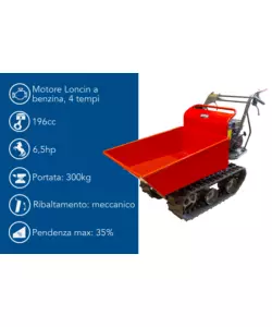 MOTOCARRIOLA CINGOLATA AMA "DUMPER TAG300TD" 4T 196 CC PORTATA 300 KG
