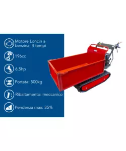 MOTOCARRIOLA CINGOLATA AMA "DUMPER TAG500T" 4T 196 CC PORTATA 500 KG