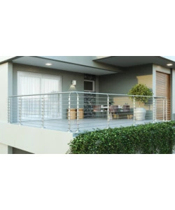 PARAPETTO MODULARE CERTIFICATO IN ACCIAIO INOX AISI 304 CON FISSAGGIO A PAVIMENTO, 150 CM - KIT COMPLETO A1
