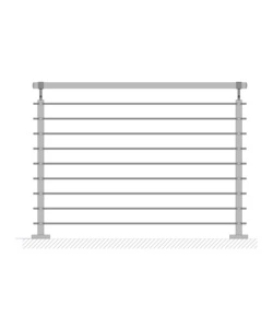 PARAPETTO MODULARE CERTIFICATO IN ACCIAIO INOX AISI 304 CON FISSAGGIO A PAVIMENTO, 150 CM - KIT COMPLETO A1
