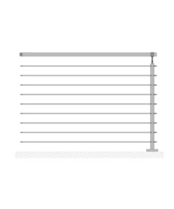 PARAPETTO MODULARE CERTIFICATO IN ACCIAIO INOX AISI 304 CON FISSAGGIO A PAVIMENTO, 150 CM - KIT INTERMEDIO A2.