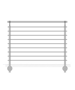 PARAPETTO MODULARE CERTIFICATO IN ACCIAIO INOX AISI 304 CON FISSAGGIO A PARETE, 150 CM- KIT COMPLETO B1