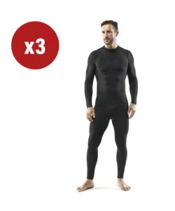 3 PEZZI MAGLIA TECNICA "WRK302" NERA CON COLLO A LUPETTO, TG S/M - WRK