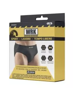 1 PEZZO SLIP UOMO TECNICO "WRK201" IN FIBRA DRYARN COLORE NERO, TG S/M - WRK