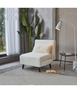 POLTRONA LETTO "QUEEN" IN TESSUTO BIANCO, 77x77X85 CM