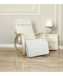 SEDIA A DONDOLO "DIANA" IN LEGNO CON CUSCINI BIANCHI, 67X127X90 CM