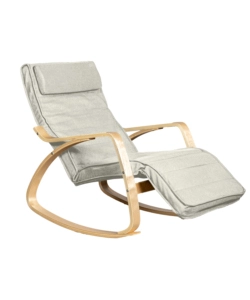 SEDIA A DONDOLO "DIANA" IN LEGNO CON CUSCINI BIANCHI, 67X127X90 CM