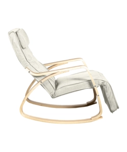 SEDIA A DONDOLO "DIANA" IN LEGNO CON CUSCINI BIANCHI, 67X127X90 CM