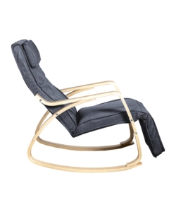SEDIA A DONDOLO "DIANA" IN LEGNO CON CUSCINI GRIGI, 67X127X90 CM