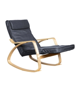 SEDIA A DONDOLO "DIANA" IN LEGNO CON CUSCINI GRIGI, 67X127X90 CM