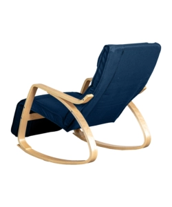 SEDIA A DONDOLO "DIANA" IN LEGNO CON CUSCINI BLU, 67X127X90 CM