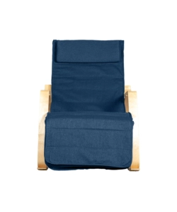 SEDIA A DONDOLO "DIANA" IN LEGNO CON CUSCINI BLU, 67X127X90 CM
