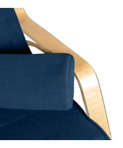 SEDIA A DONDOLO "DIANA" IN LEGNO CON CUSCINI BLU, 67X127X90 CM