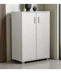 ARMADIO 2 ANTE BATTENTI BELLAHOME IN LAMINATO BIANCO VENATO BASSO 60X35X90 CM