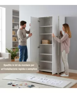 ARMADIO 2 ANTE BATTENTI BELLAHOME EFFETTO VENATO BIANCO 78X35X170 CM