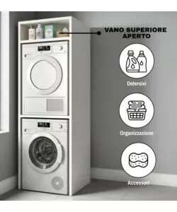 MOBILE PER LAVATRICE E ASCIUGATRICE BIANCO 70X64X203 CM